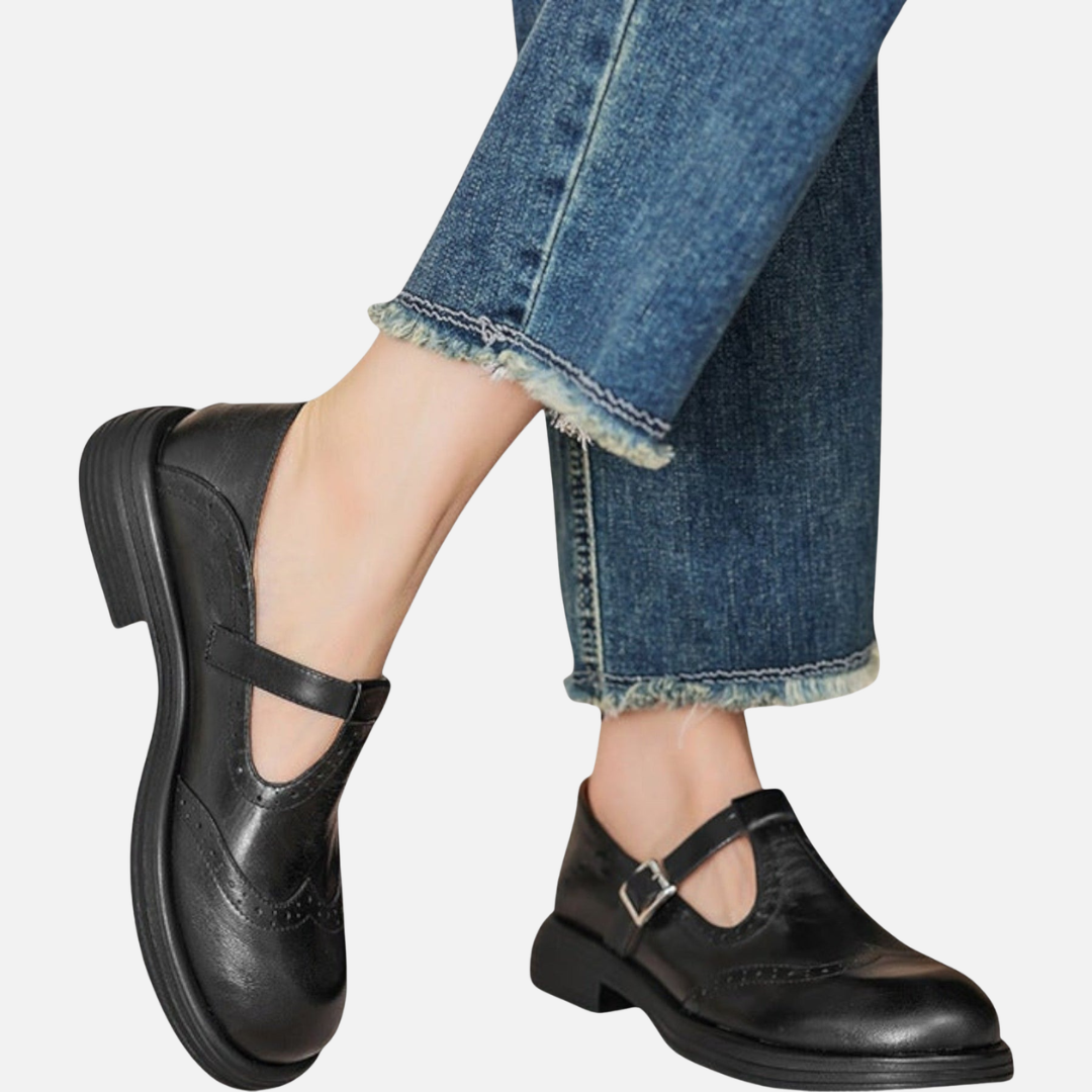 Women’s Leather T-Strap Mary Jane Flats