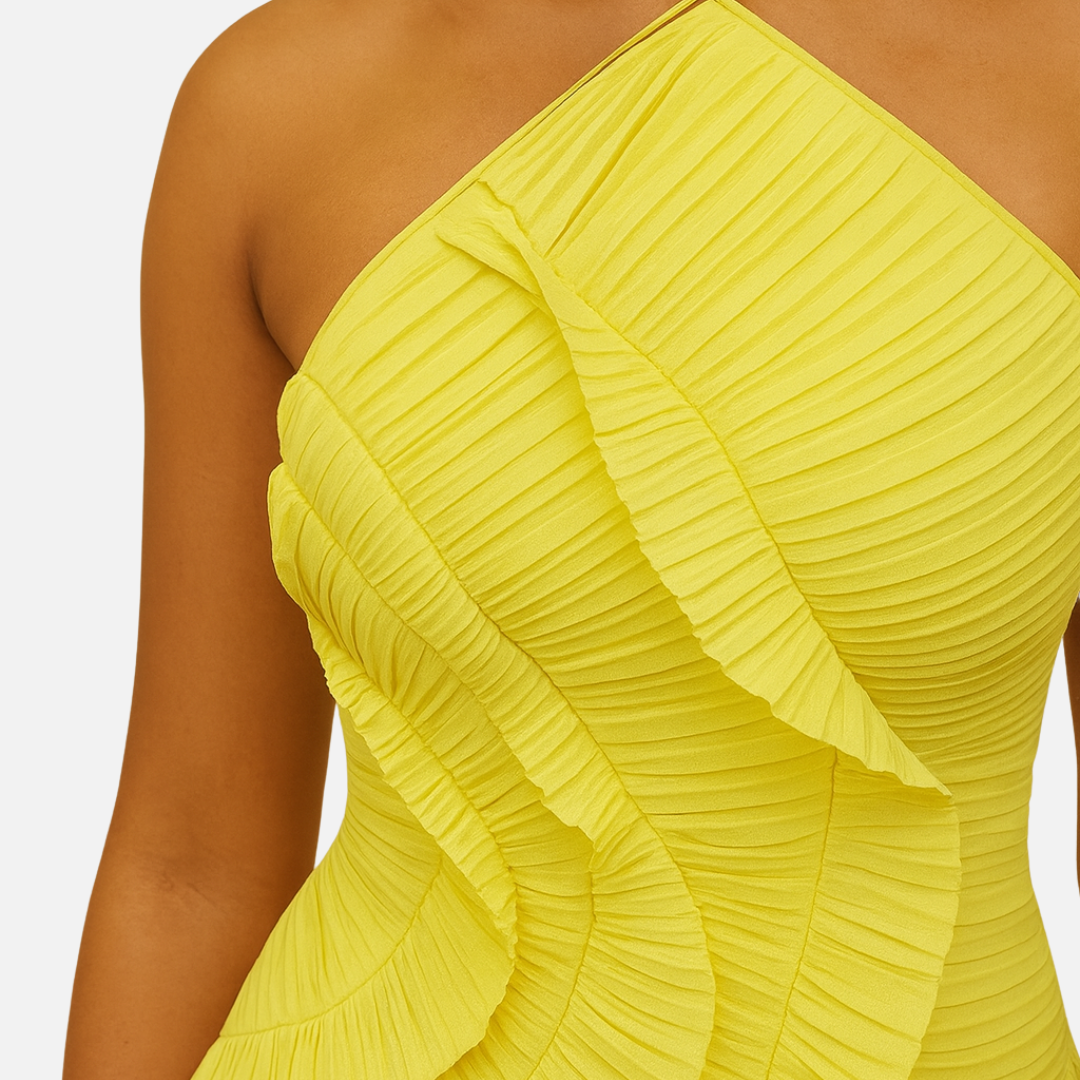 Pleated Maxi Dress - Women's Breathable Long Dress