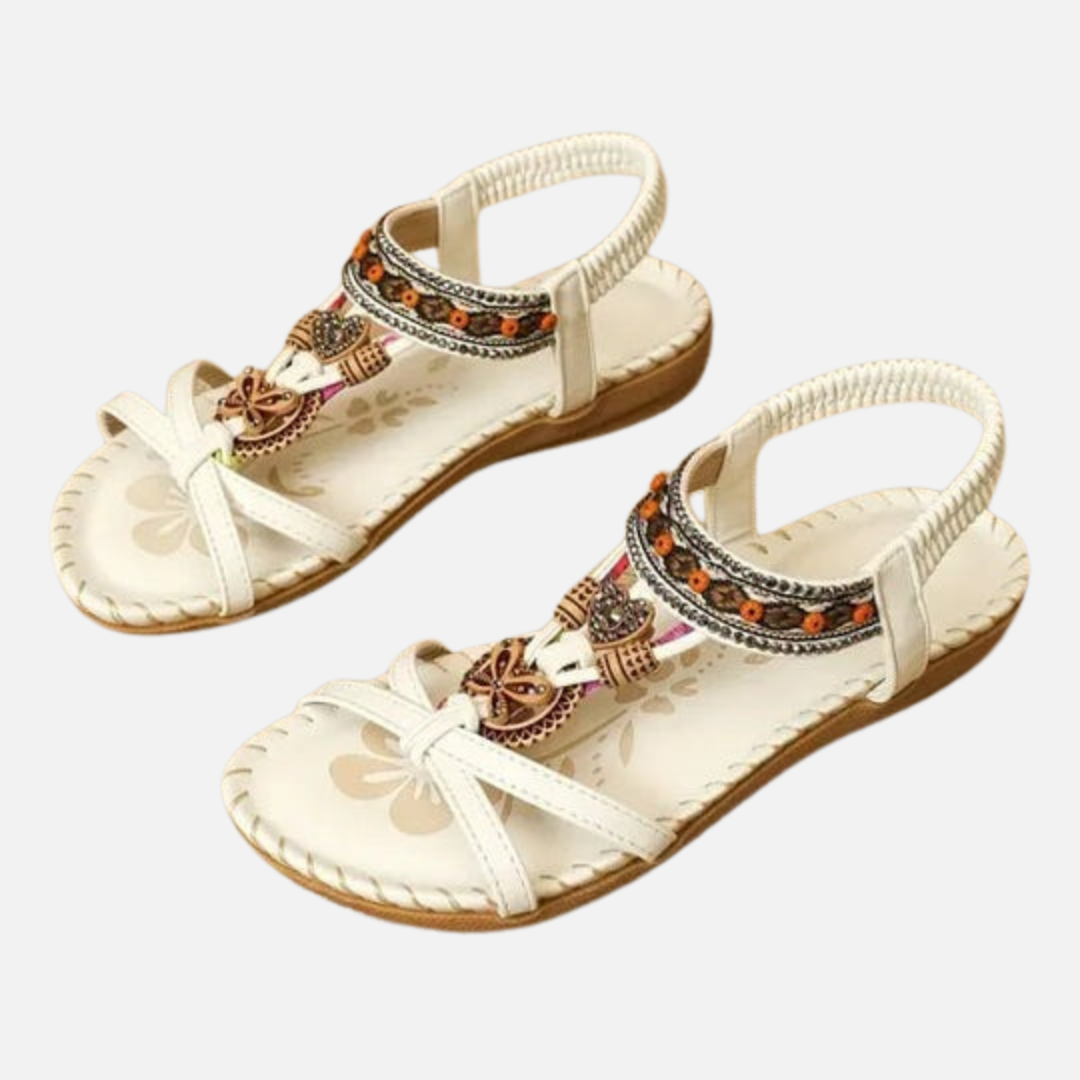 Women's Boho Open Sandals - Beaded Slippers
