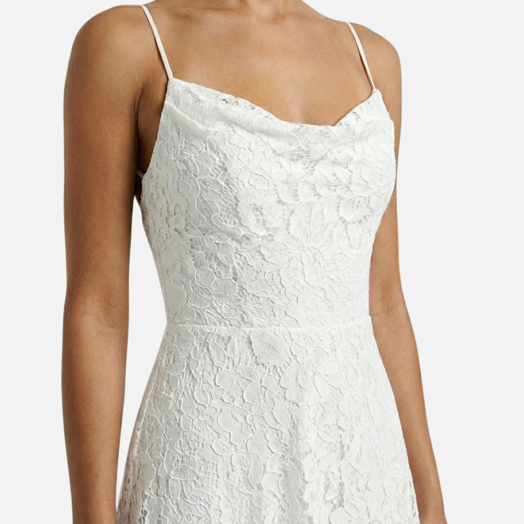 Elegant Spaghetti Strap Lace Evening Gown - Maxi Wedding Dress