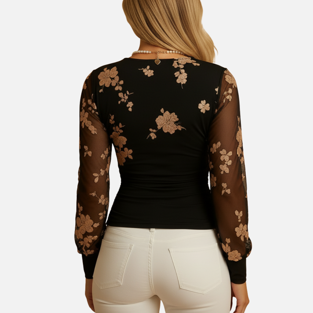 Women’s V-Neck Wrap Top – Long Sleeve Satin Slim Fit Shirt