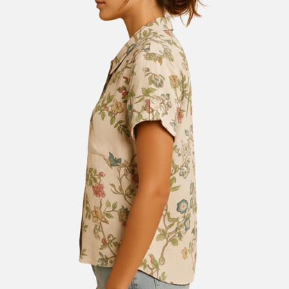 Women’s Floral Print Short Sleeve Blouse – Casual Top