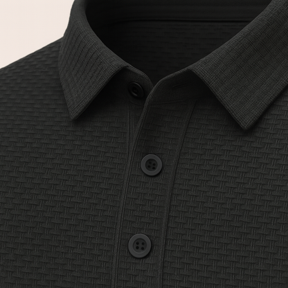 Men’s Textured Polo Shirt – Premium Waffle Knit Short Sleeve