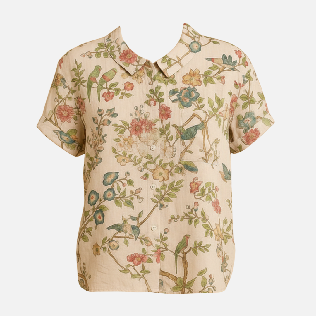 Women’s Floral Print Short Sleeve Blouse – Casual Top