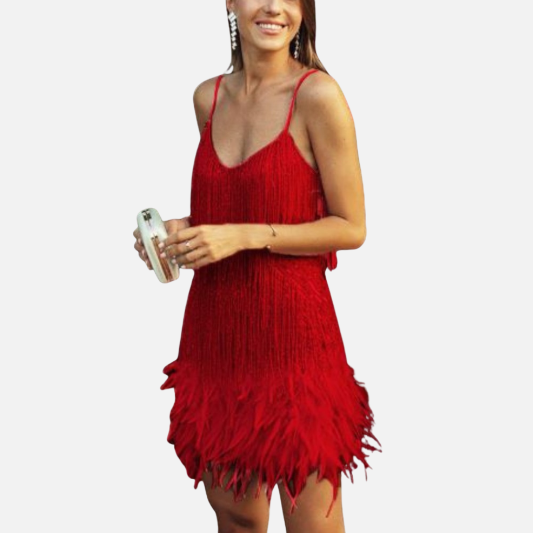 Women's Feather Mini Cocktail Dress