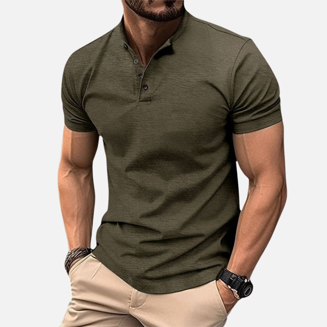 Men's Slim Fit Henley Polo Shirt