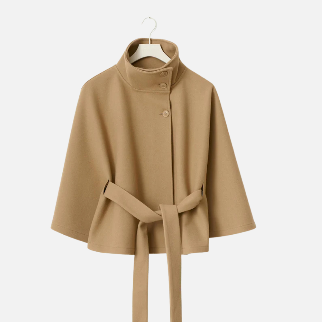 Women's Elegant Belted Jacket Cape
