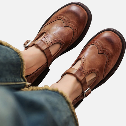 Women’s Leather T-Strap Mary Jane Flats