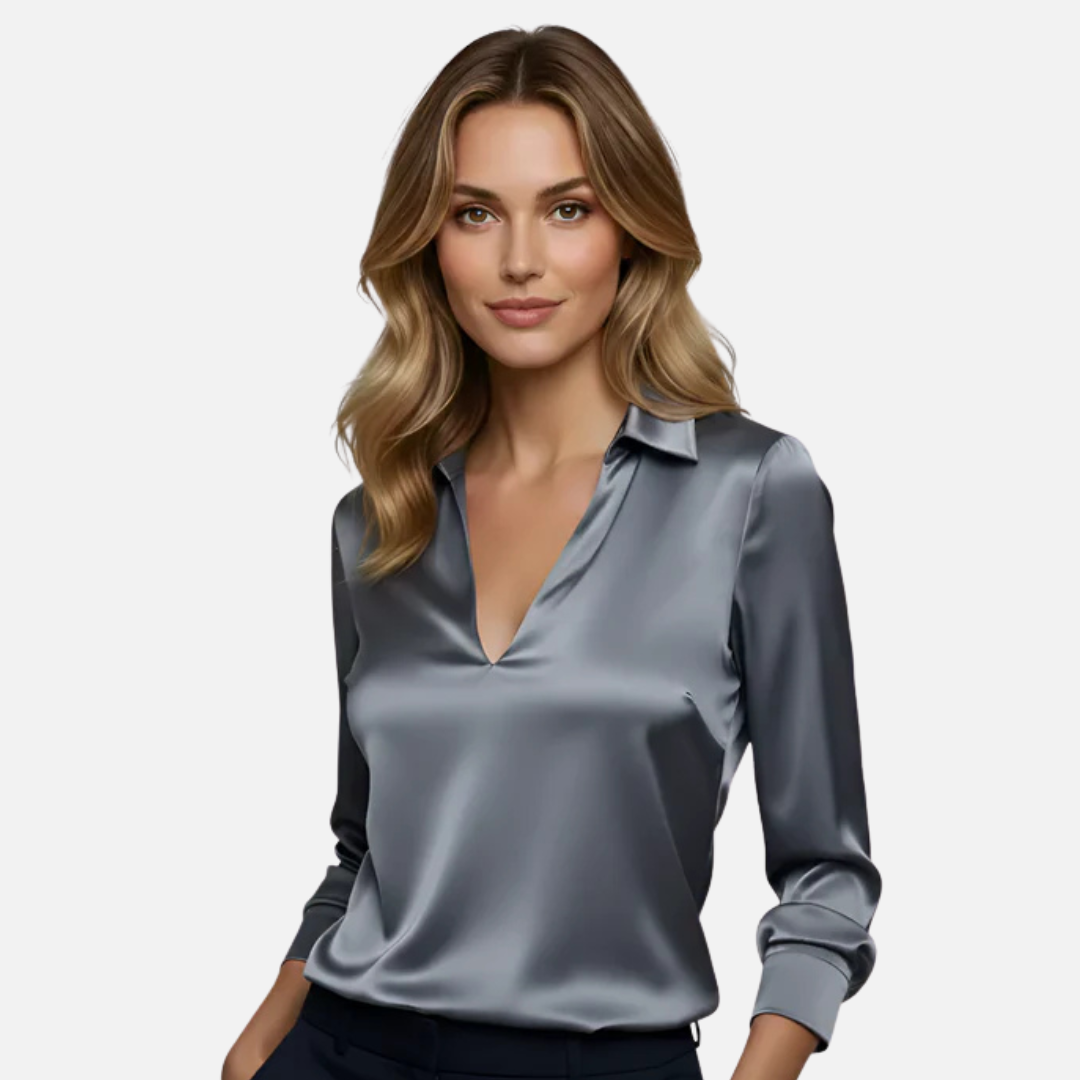 Women's Elegant Silk V-Neck Blouse