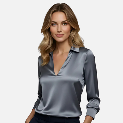 Women's Elegant Silk V-Neck Blouse