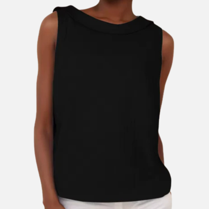 Women's Boat-Neck Linen Sleeveless Shirt Top