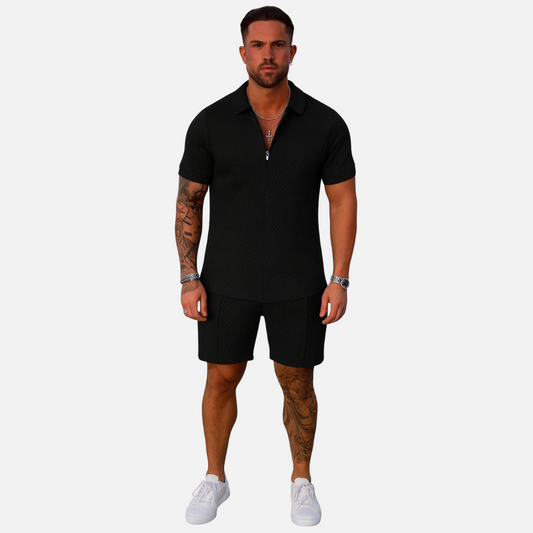 Men’s Summer Outfit Set – Polo Shirt & Shorts 2-Piece Set