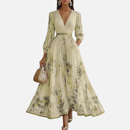 Women's Pleated Floral Maxi Dress