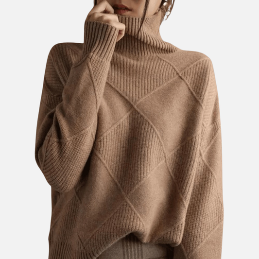 Women's Textured Turtleneck Jumper - Soft Knit Warm Sweater