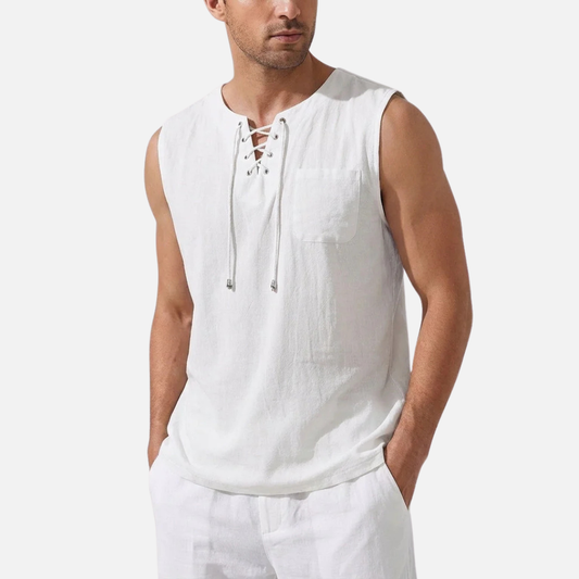 Men’s Sleeveless Tank Top Lace-Up