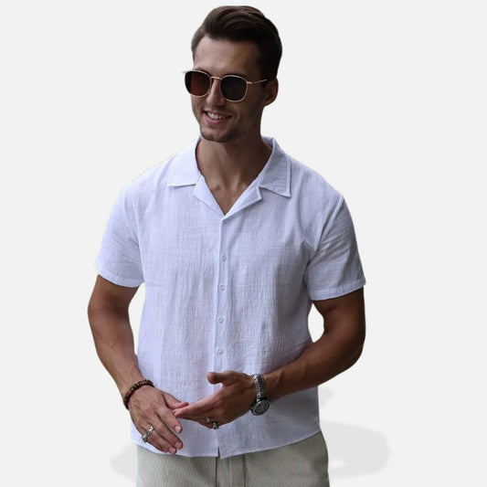 Elara | Men’s Casual Short Sleeved Linen Blouse