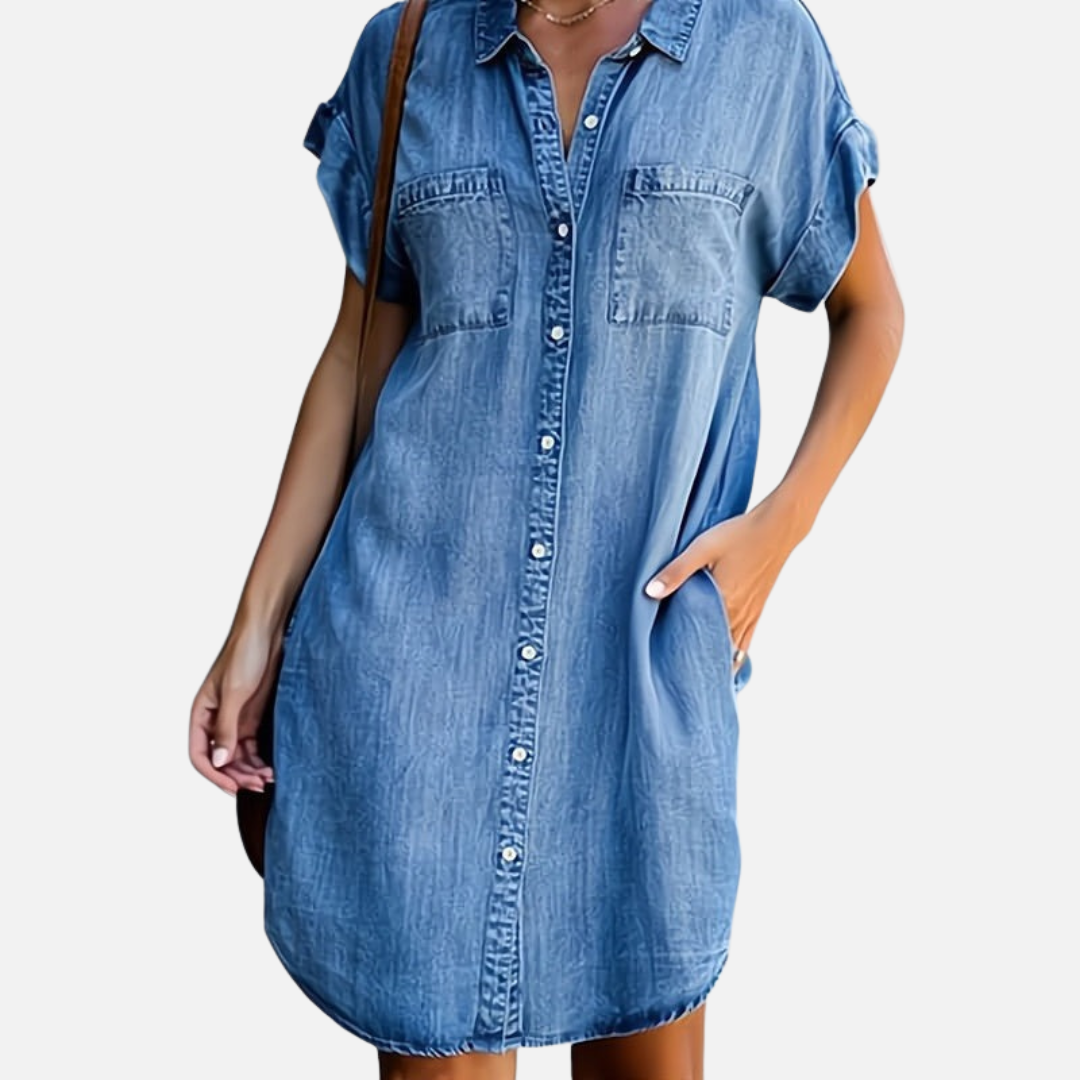 Button-Down Denim Dress for Women