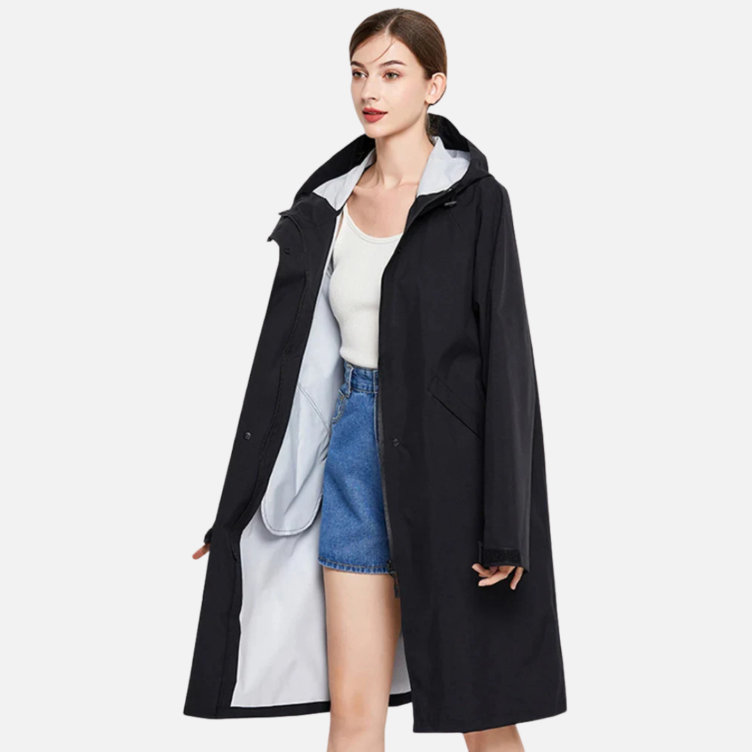 Women's Waterproof Rain Mac Coat - Lightweight Hooded Outdoor Windbreaker