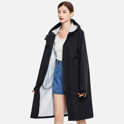Women's Waterproof Rain Mac Coat - Lightweight Hooded Outdoor Windbreaker