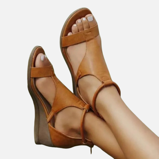 Savannah | Open Toe Wedge Sandals Strappy Cutout