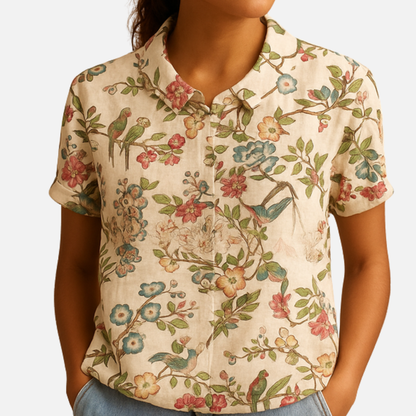 Women’s Floral Print Short Sleeve Blouse – Casual Top