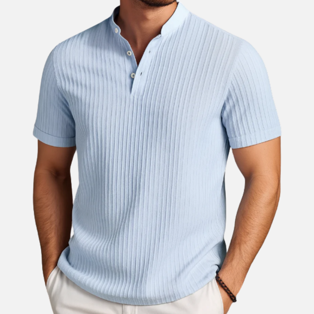 Men's Textured Quarter Zip Polo Shirt