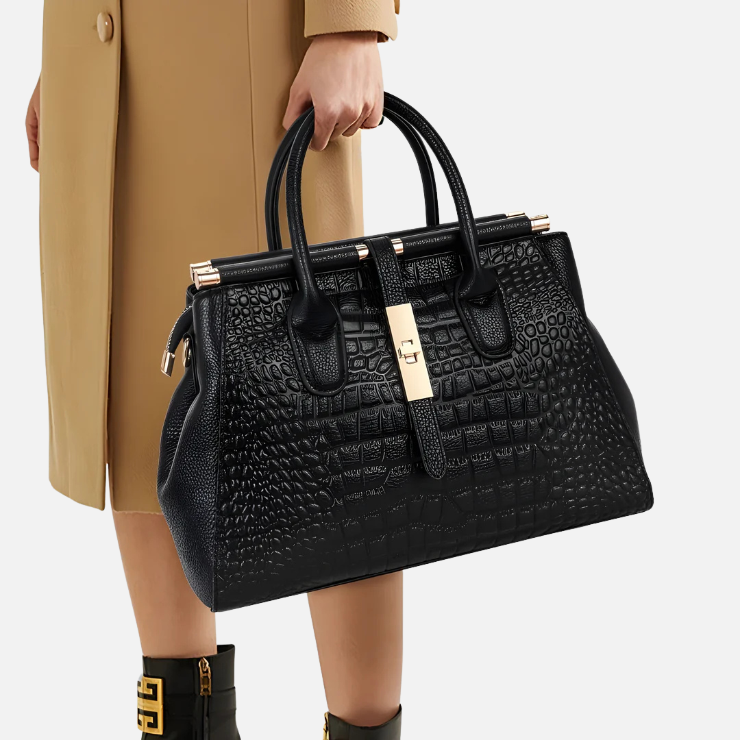 Women's Embossed Croc Leather Handbag Satchel