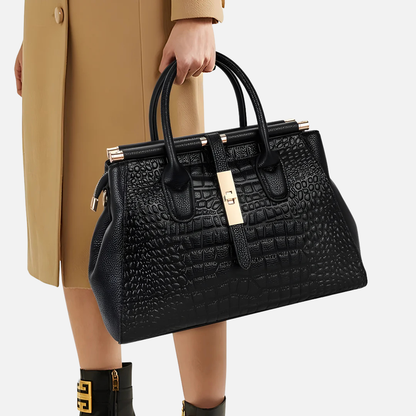 Women's Embossed Croc Leather Handbag Satchel