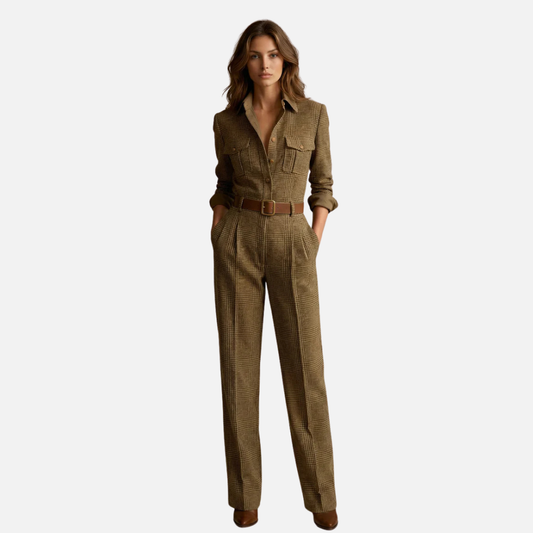 Zarrachi | Plaid Belted Utility Jumpsuit