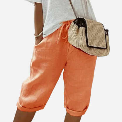 Women's Linen Capri Pants - Breathable Summer Crop Trousers