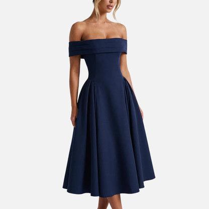 Sienna | Off-Shoulder Midi Dress Wedding Guest