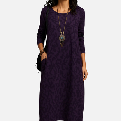 Women's Long Sleeve Abstract Maxi Dress