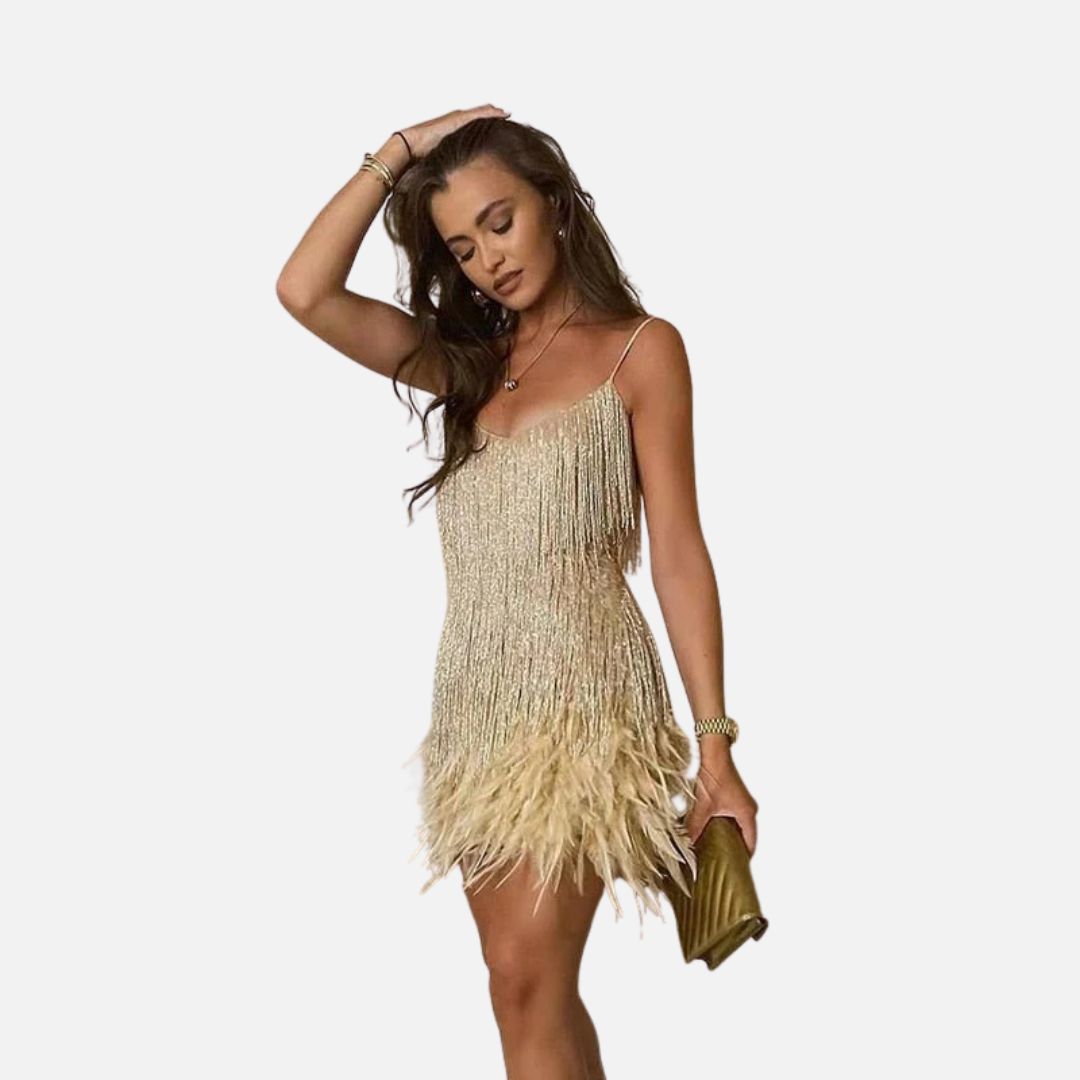 Women's Feather Mini Cocktail Dress