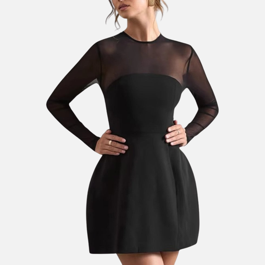 Elegant Black Mini Lace Dress