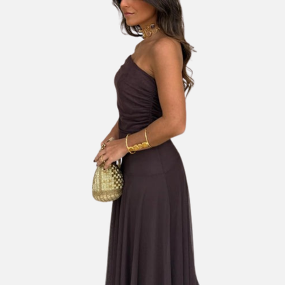Women’s Off-Shoulder Mesh Maxi Dress