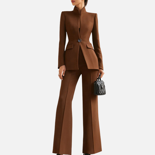 Women's Tailored Stand Collar 2-Piece Pant Suit