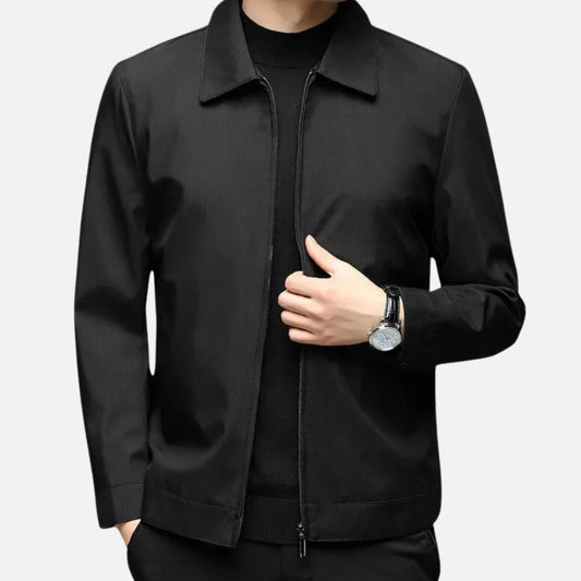 Men’s Casual Black Jacket – Zipper Closure