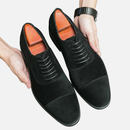 Men's Suede Cap Toe Oxford Dress Shoes