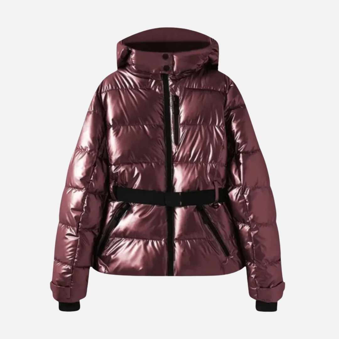 Women's Belted Puffer Jacket - Quilted Hooded Winter Coat