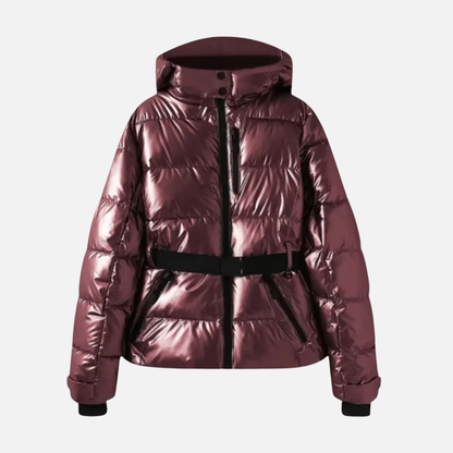 Women's Belted Puffer Jacket - Quilted Hooded Winter Coat