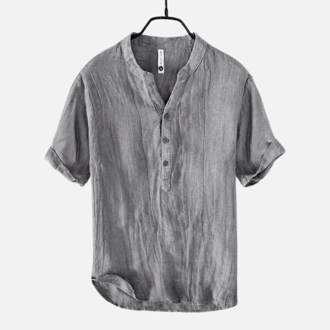 Men's Short Sleeve Linen Polo Henley Shirt