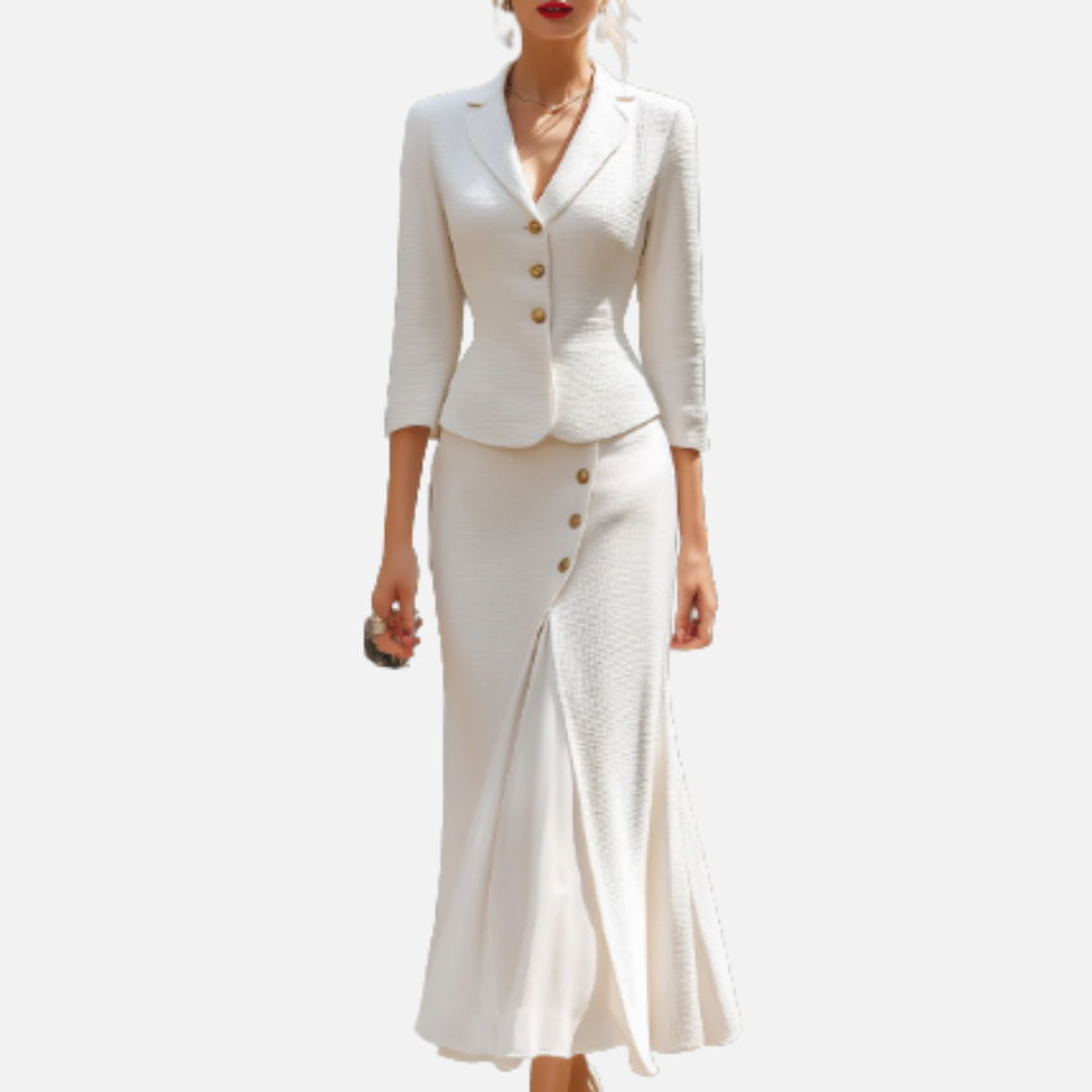Elegant Women’s Blazer and Midi Skirt Set