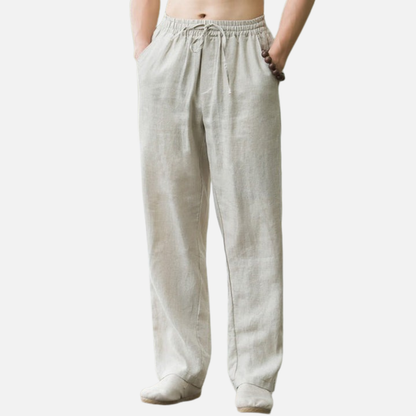 Men's Relaxed Linen Trousers - Breathable Cotton Linen Blend Pants