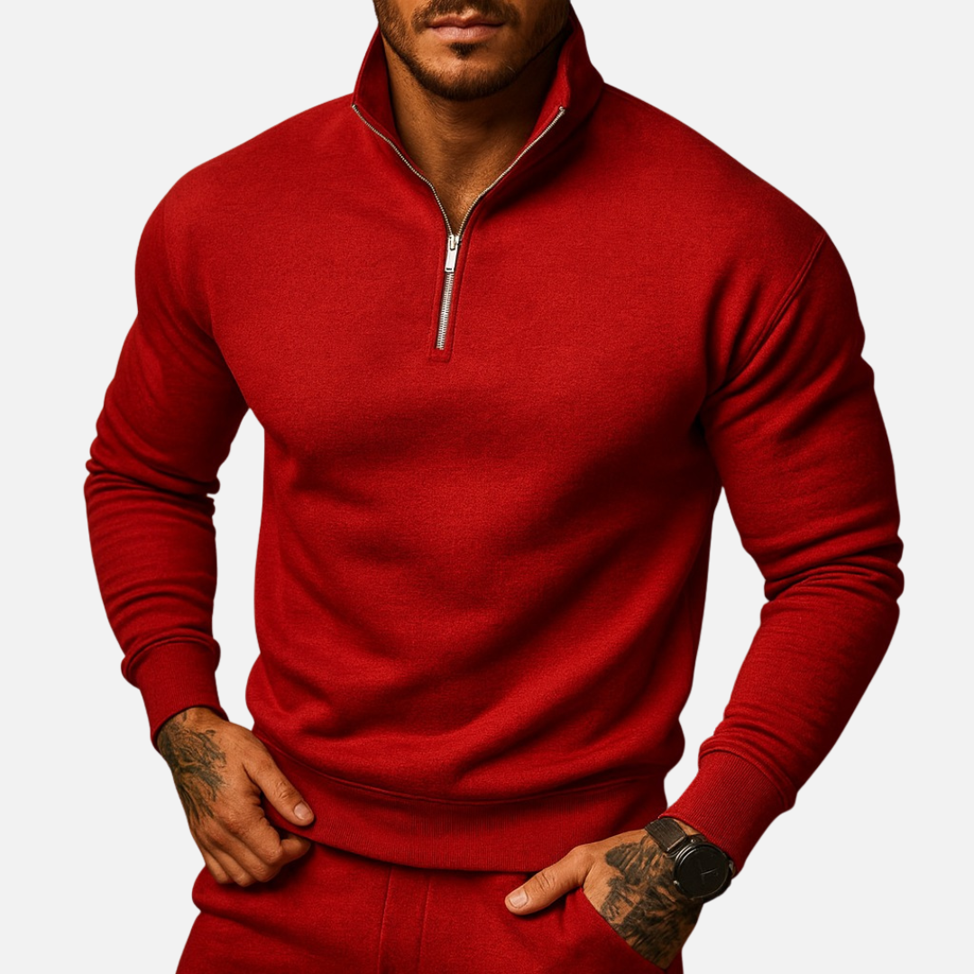 Men's Half-Zip Sweater - Smart Funnel Neck Quarter Zip Pullover