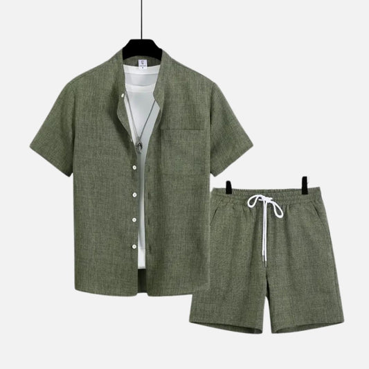 Elara | Men’s Sporty Green Linen Set