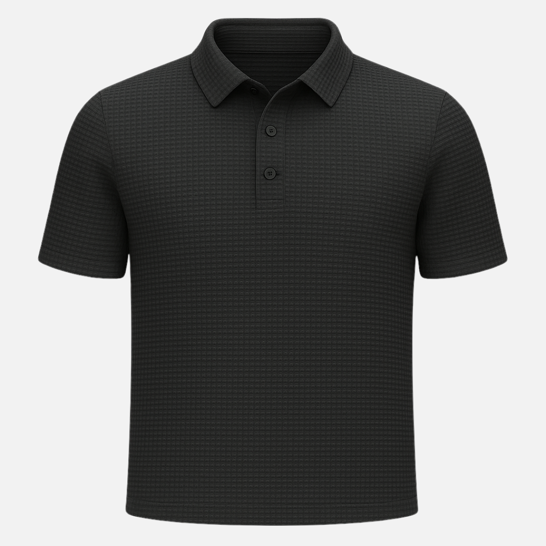 Men’s Textured Polo Shirt – Premium Waffle Knit Short Sleeve