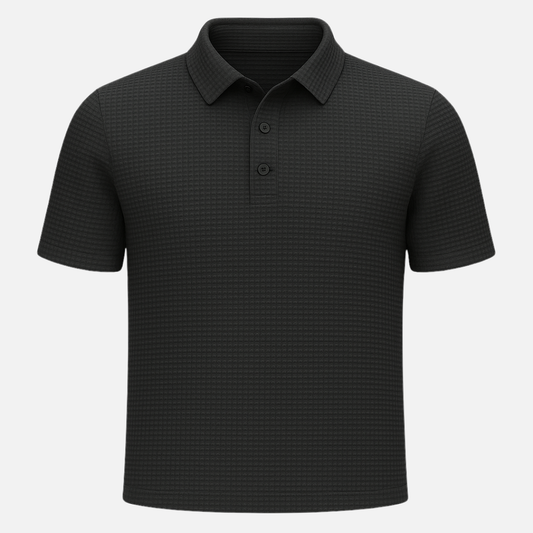 Men’s Textured Polo Shirt – Premium Waffle Knit Short Sleeve