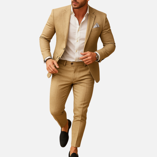 Men's Slim Fit Linen Suit - Breathable Summer Tailored Suit