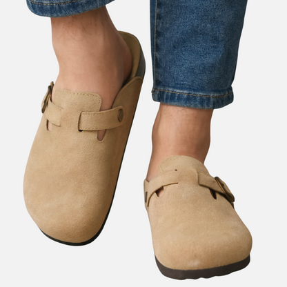 Men’s Suede Clogs – Comfortable Buckle Sandals
