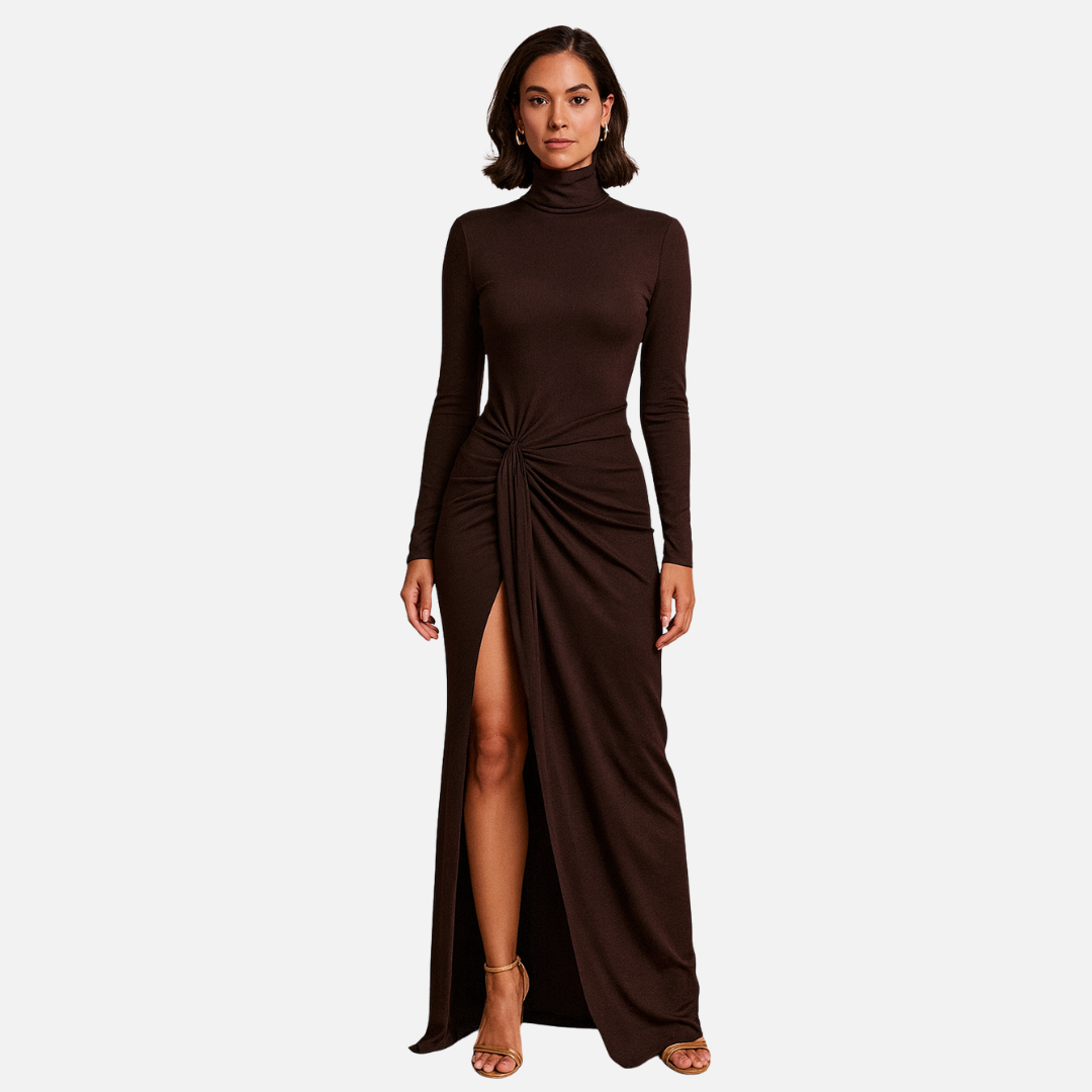 Women Elegant Maxi Dress – High Neck Bodycon